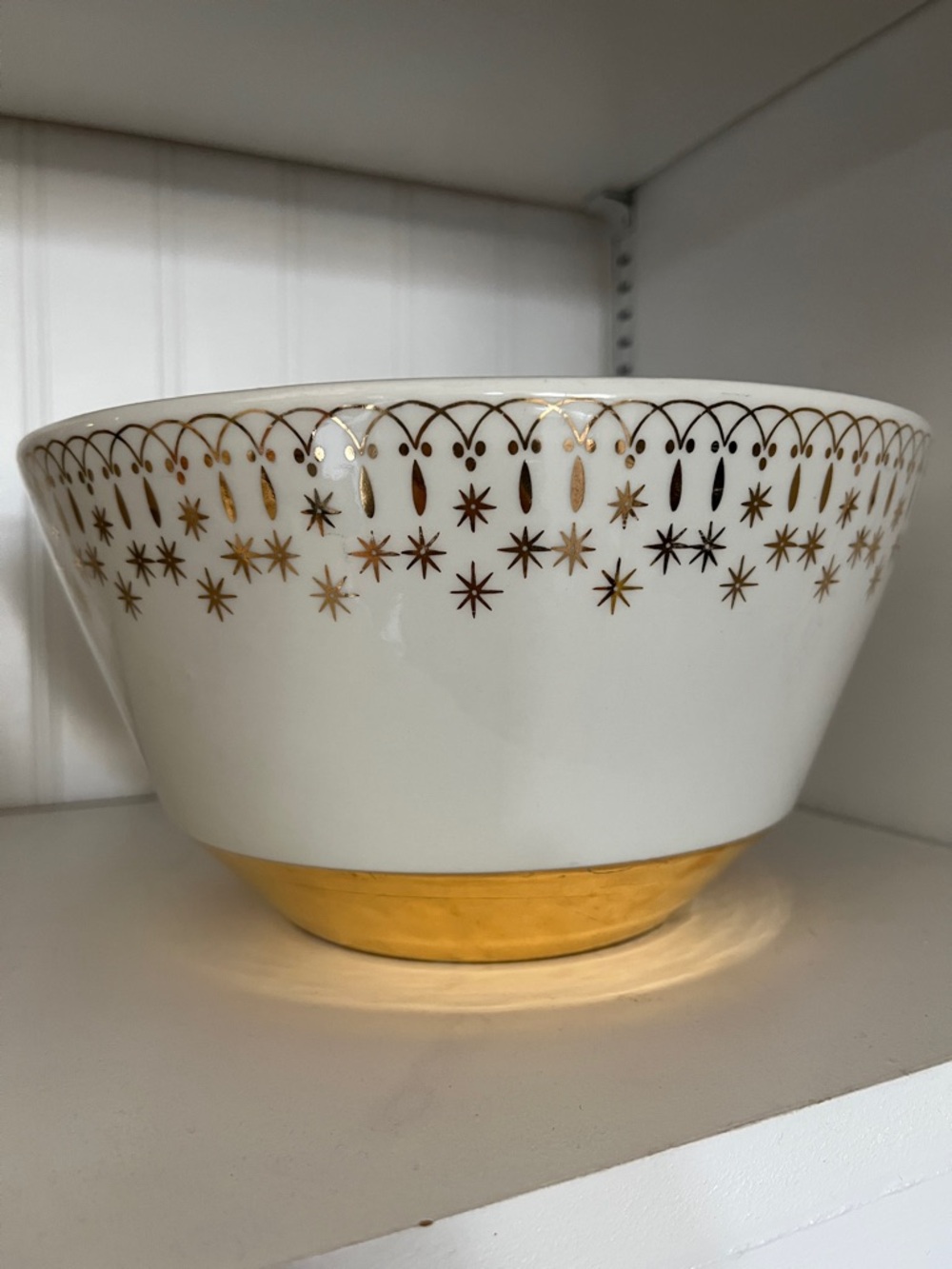 Vintage Hall China Provenance Gold Starburst Flare Ware Serving Bowl 9” MCM